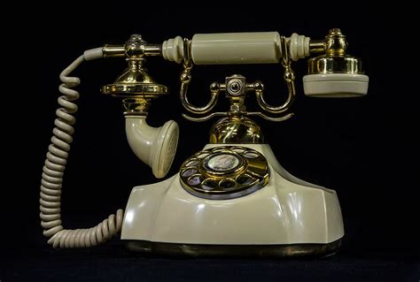 Hd Wallpaper Photo Of White And Brass Rotary Phone Antique Telephone