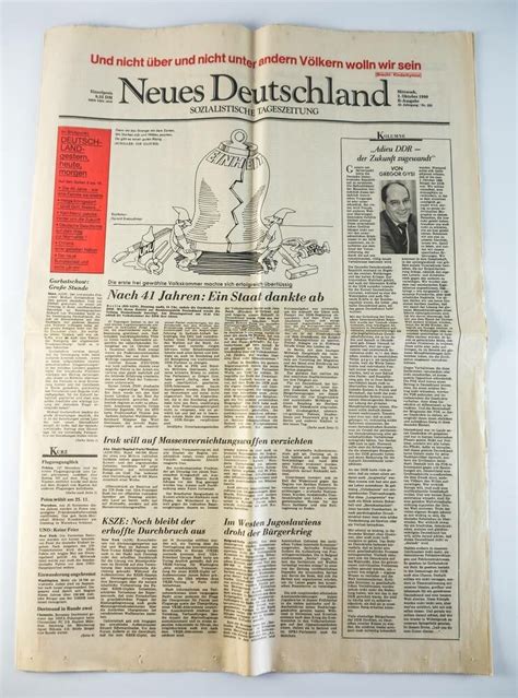 Zeitung Neues Deutschland 3 Oktober 1990 Ddr Museum Berlin