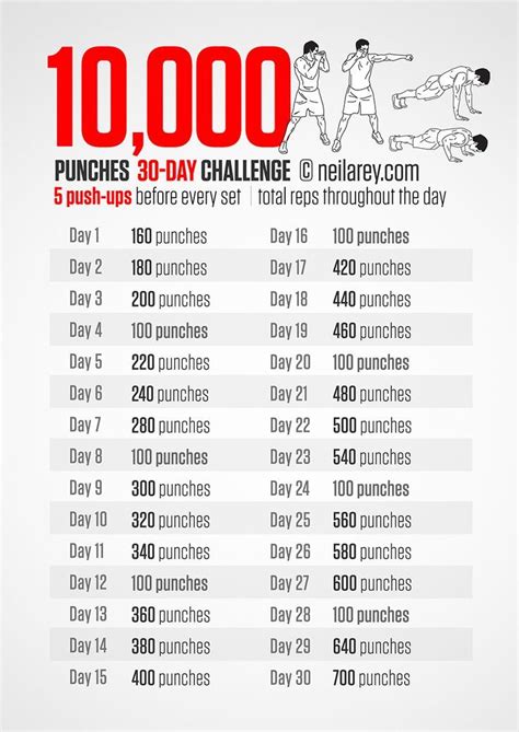 10000 Punches 30 Day Challenge 30 Day Challenge Pinterest