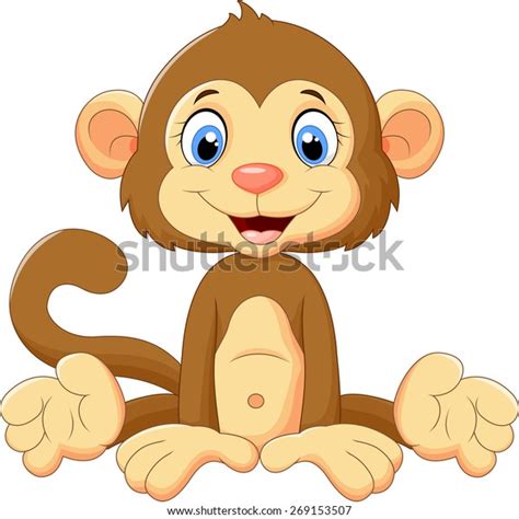 Cartoon Cute Monkey Sitting Stock Vector Royalty Free 269153507