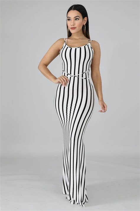 STRIPED MAXI DRESS In 2020 Fitted Maxi Dress Striped Maxi Dresses