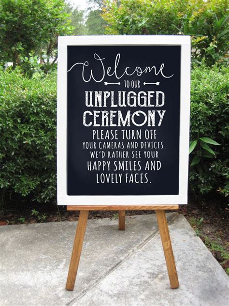 Unplugged Ceremony Chalkboard Sign No Cell Phones Wedding Etsy