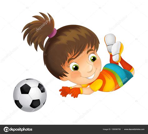 Cartoon Girl Playing Football Stock Photo By ©agaes8080 159596758