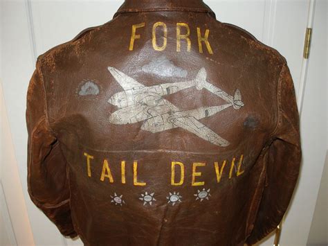 Painted Wwii A2 Jacket P38 Lightning Fighter Pilot Jacket Wwii Bomber