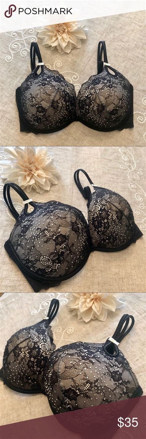 Victoria Secret Black Lace Crystal Padded Bra New Victoria Secret