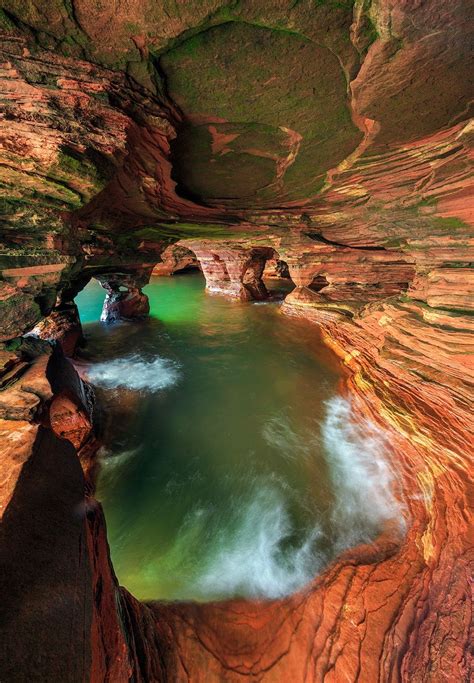 Inside A Sandstone Cave On Lake Superior Apostle Islands National