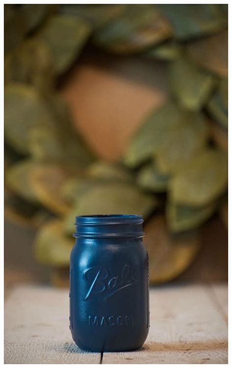 Navy Centerpiece Mason Jar Wedding Vase Blue Matte Decor Etsy Mason