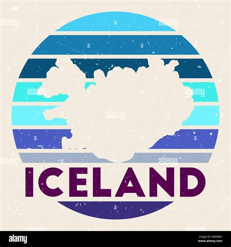 Iceland Logo Sign With The Map Of Country And Colored Stripes Vector