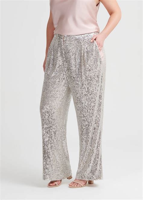 Shop Plus Size Sparkle And Shine Wide Leg Pant In Grey Sizes 12 30