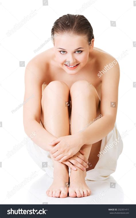 Front View Nude Woman Wrapped Towel Stock Photo Shutterstock