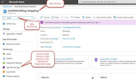 On azure web app page, i need to log all visits (pass & error) into diagnostics/azure storage. Enabling Diagnostics Logging in Azure App Service