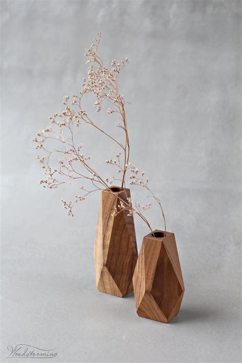 Wooden Vases For Modern Home Decor Natural Wood Beauty And Faceted