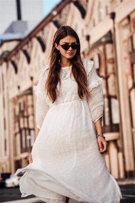 Fashion Week Outfit White Boho Dress And Platform Sneakers