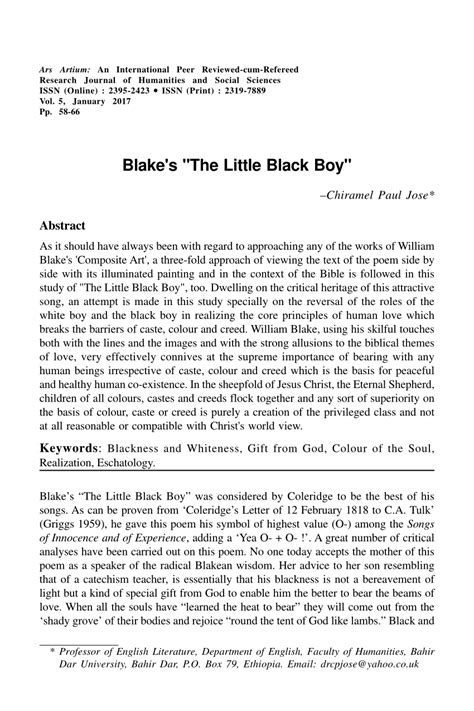 Pdf Blakes The Little Black Boy