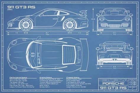 Porsche 911 Gt3 Rs 991 Blueprint Canvas Action Blueprints Icanvas