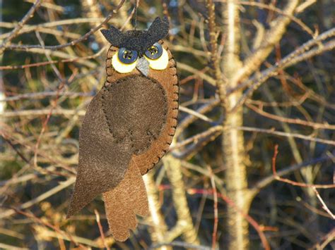 Great Horned Owl Felt Ornament Downeast Thunder Farm