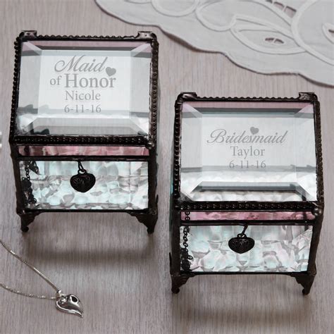 Personalized Bridal Party Glass Keepsake Box