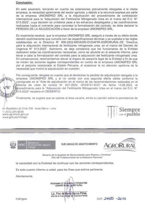 se cae la compra de Úrea por 3ra vez foros perú