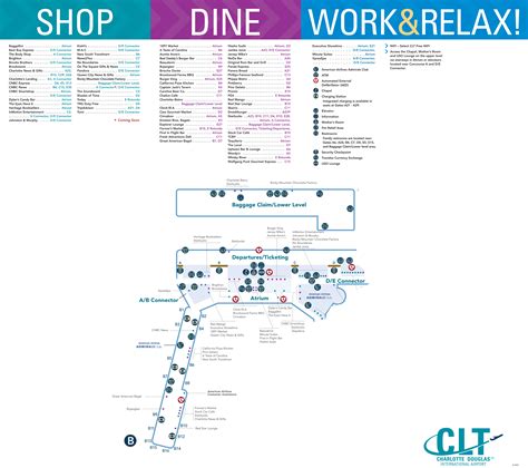 Charlotte Douglas Airport Map Clt Printable Terminal