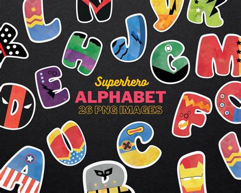 Superhero Alphabet Clipart Big Caps Uppercase Abc Alphabet Clip Art