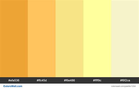 Yellow Shades Palette Hex Colors Efa536 Ffc45d F6e486 Ffff9c