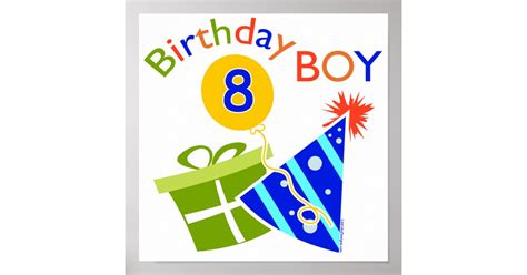 8th Birthday Birthday Boy Poster Zazzle