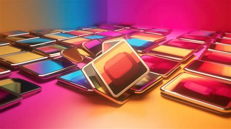 Square Color Background Colorful With 3d Rendered Instagram Badges