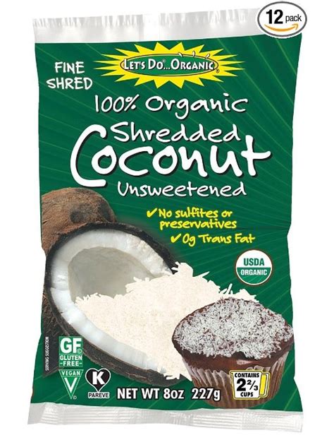 Lets Doorganic Shredded Unsweetened Coconut 8 Ounce Packages