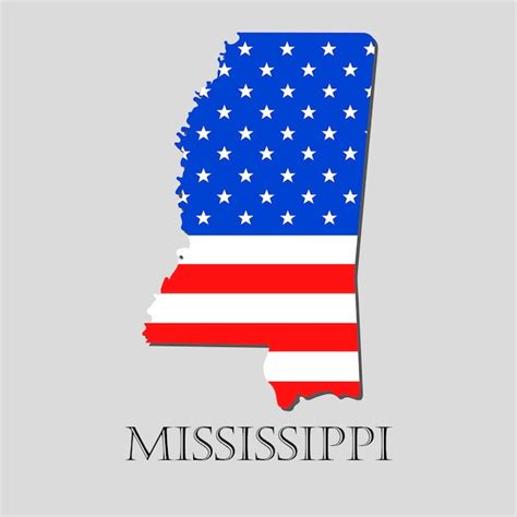 Premium Vector Map Of The State Of Mississippi And American Flag