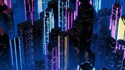 3d abstract neon background, glowing ultraviolet vertical lines, . Neon City Wallpapers (21+ images) - WallpaperBoat