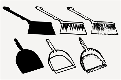 Dustpan And Sweeping Brush Svg Graphic Objects ~ Creative Market