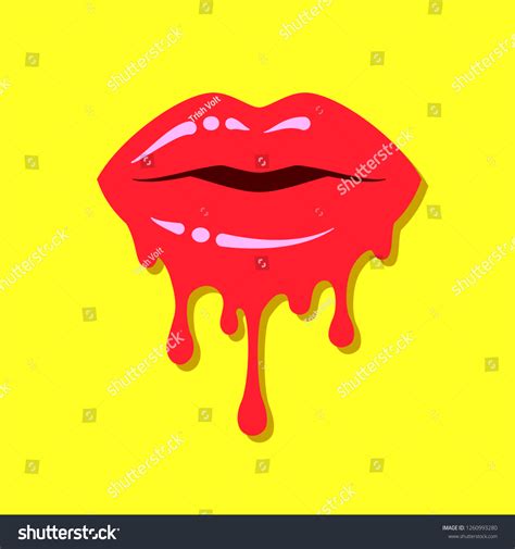 Bright Hot Pink Red Dripping Lips Stock Vector Royalty Free
