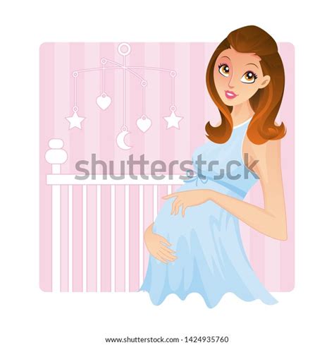 Pregnant Woman Vector Illustration Beautiful Pregnant Stock Vector Royalty Free 1424935760