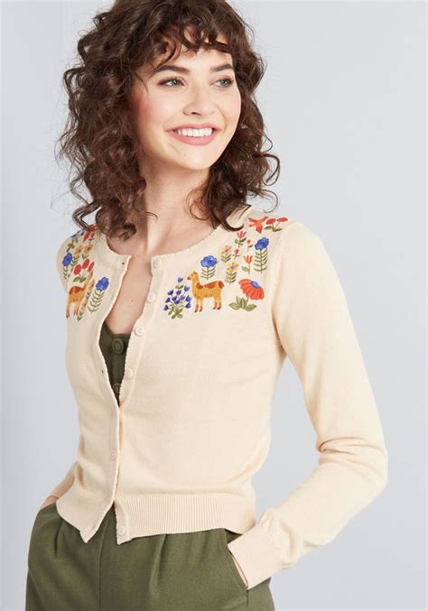 Flawlessly Folksy Embroidered Cardigan In 14 Au Long Waist By