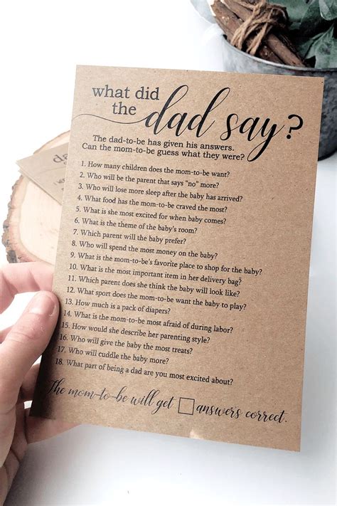 What Did The Dad Say Baby Shower Game Etsy Adventure Baby Shower