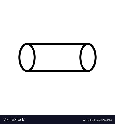 Geometric Horizontal Cylinder Shape Icon Line Vector Image