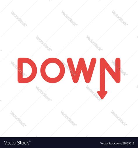 Icon Concept Of Down Word With Arrow Moving Down Vector Image