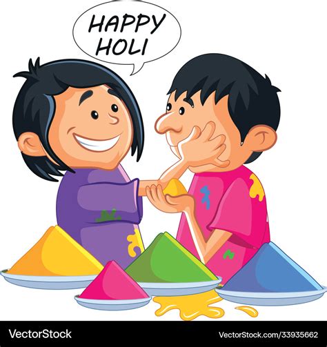 Holi Festival Cartoon Royalty Free Vector Image