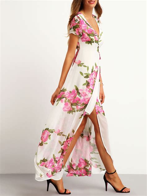 Floral Print Wrap Maxi Dress Shein Sheinside