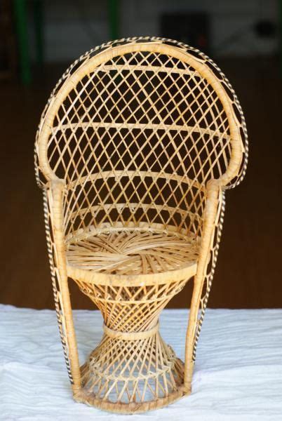 vintage miniature peacock chair planter wicker fan chair