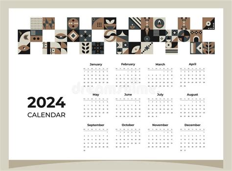 Calendar 2024 Geometric Patterns Calendar For 2024 Year With Geometric