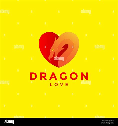 Abstract Dragon With Love Shape Logo Design Vector Graphic Symbol Icon