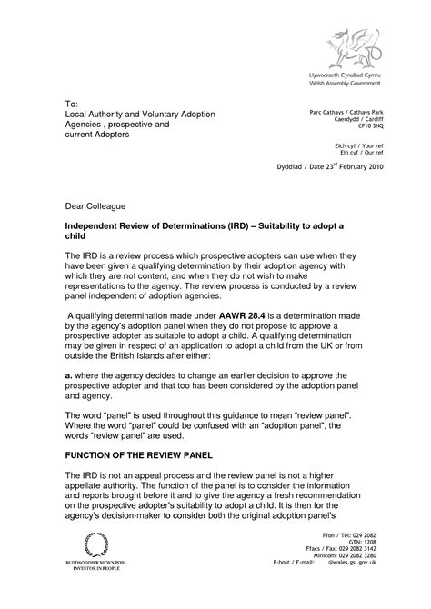 Letter Of Recommendation For Adoption Template