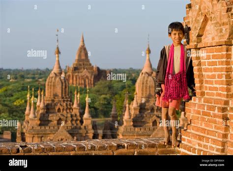 Myanmar Bagan Boy Stock Photo Alamy