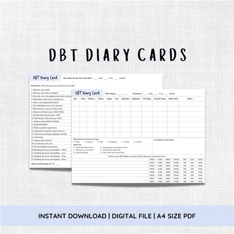Dbt Diary Card Free Printable