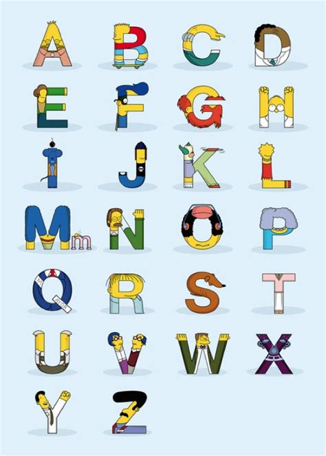 Simpsons Characters In The Form Of Letters Of The Alphabet