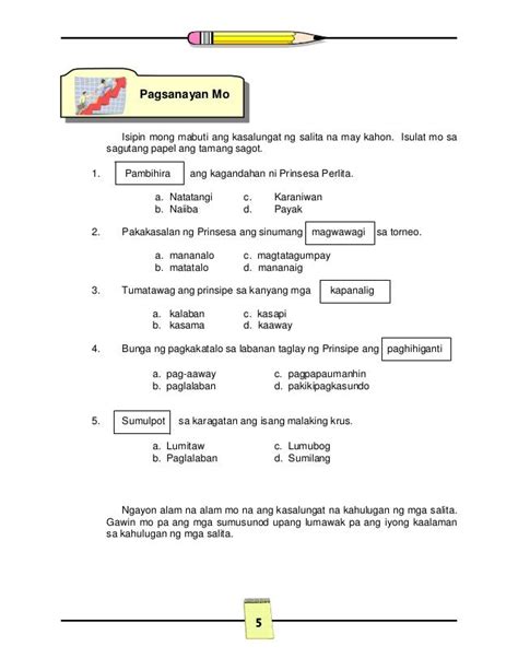 Kasingkahulugan Worksheet