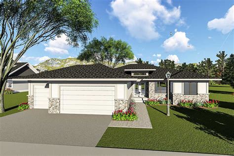 Two Bedroom Contemporary Ranch House Plan 890049ah