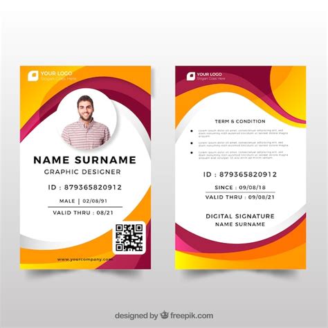 Free Vector Id Card Template With Flat Design
