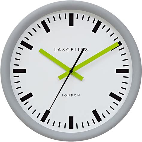Grey Swiss Station Clock With Baton Lime Hands 30cm Retro Clocks